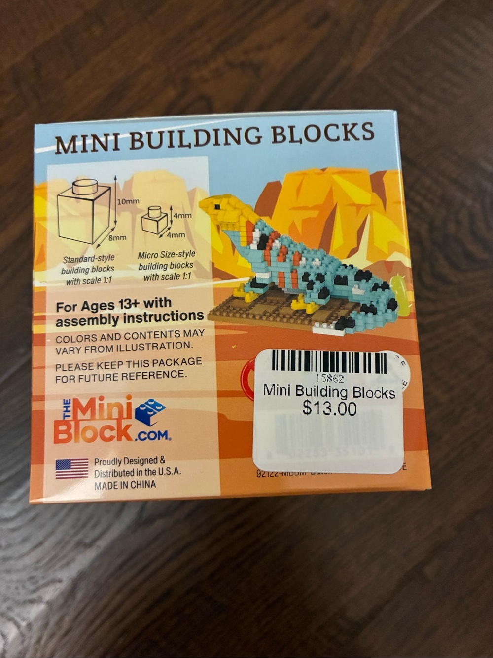 Mini Building Blocks Collared Lizard Toy - Blue & Yellow - Picture 2 of 2